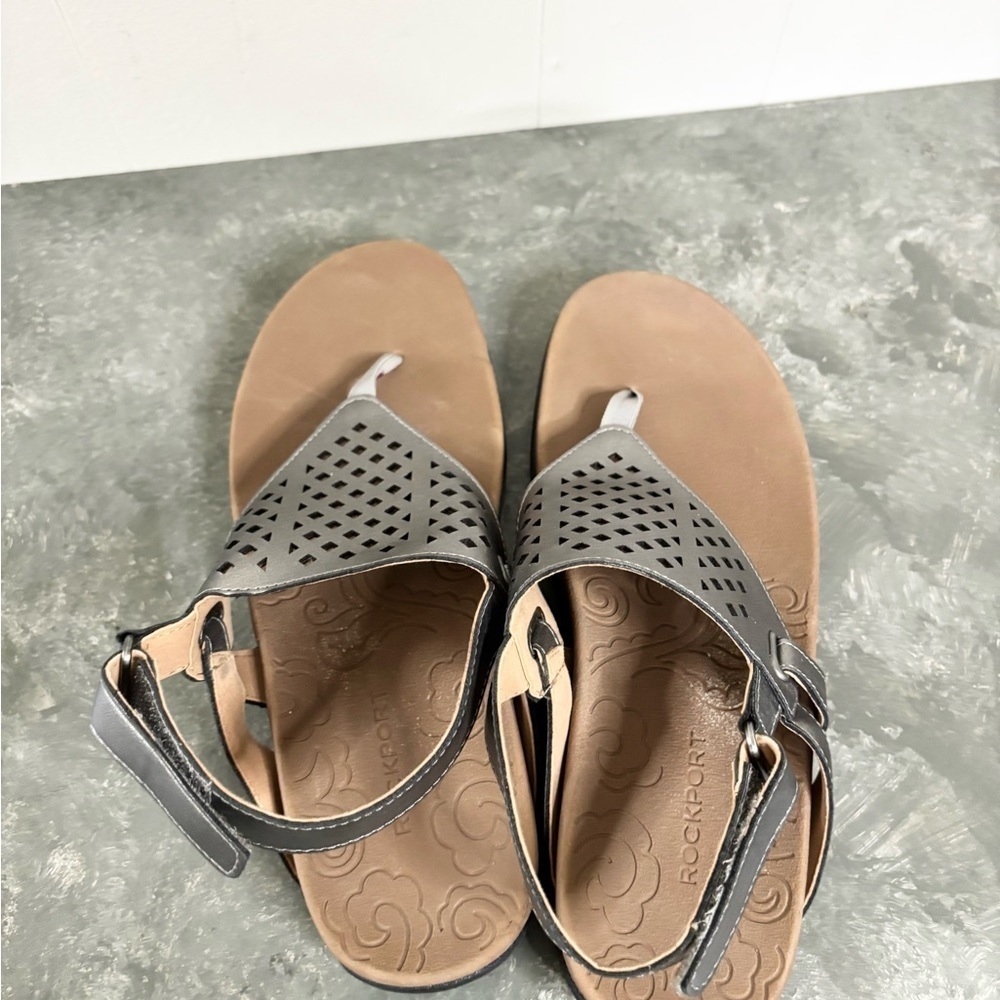 Rockport Women's Ridge Toe Post Sandal metallic silver brown size 7.5 - Picture 6 of 7